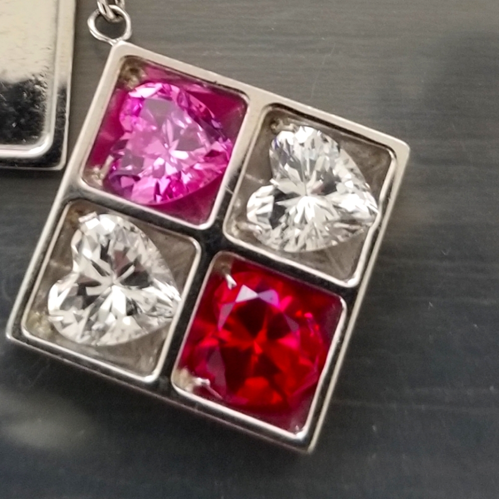 J.estina Heart Crystals Square Necklace - Picture 2 of 5